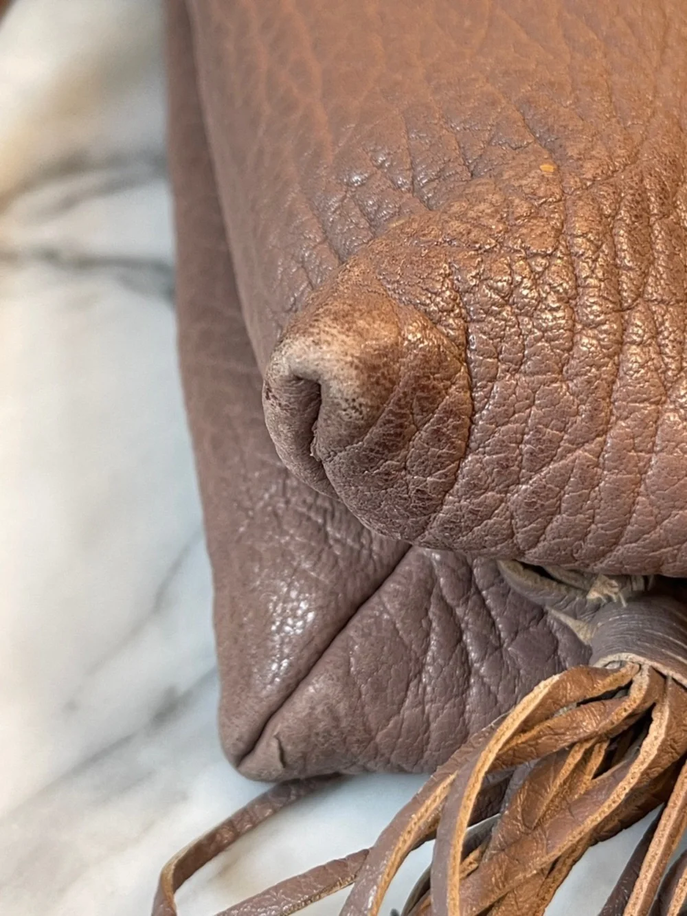 Rebecca Minkoff Taupe Leather Fringe Crossbody Bag